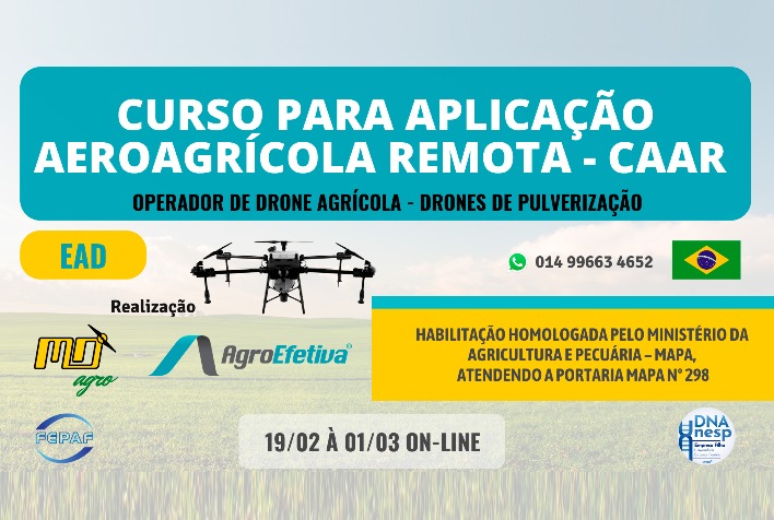 Curso para Aplicação Aeroagrícola Remota está com inscrições abertas